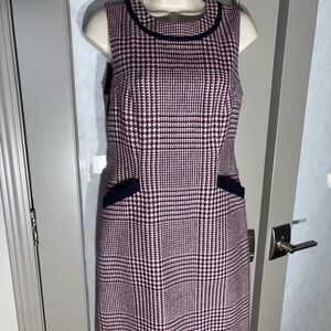 Boden Pink and Blue Sheath Dress Sleeveless Crew Neck